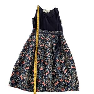 Pink Martini Navy Fox Floral Print Sleeveless Fairy Whimsy Midi Dress Size XS